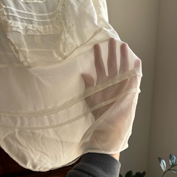 LC Lauren Conrad Sheer Embroidered Ruffle Blouse - Picture 8 of 11